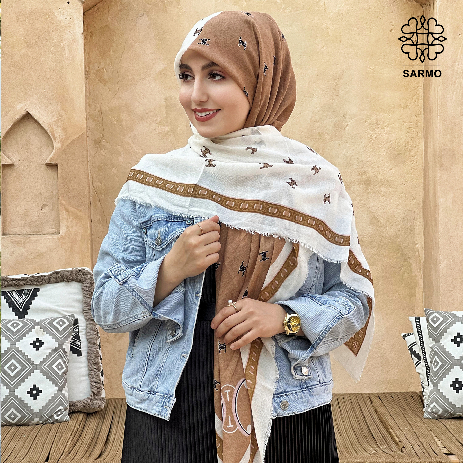 کاور هرمس روسری نخ پنبه هرمس - Image 1