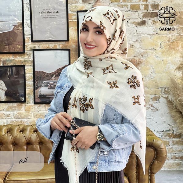 روسری نخ پنبه گل وی پلنگی - تصویر 2