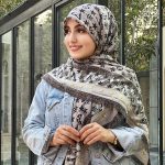 روسری نخ پنبه گل وی