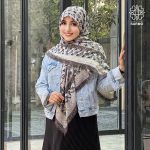 روسری نخ پنبه گل وی - Image 2