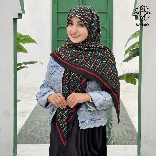 روسری نخ پنبه طرح H - تصویر 2