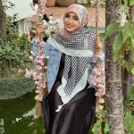 روسری نخ پنبه گل پیچی منگوله دار