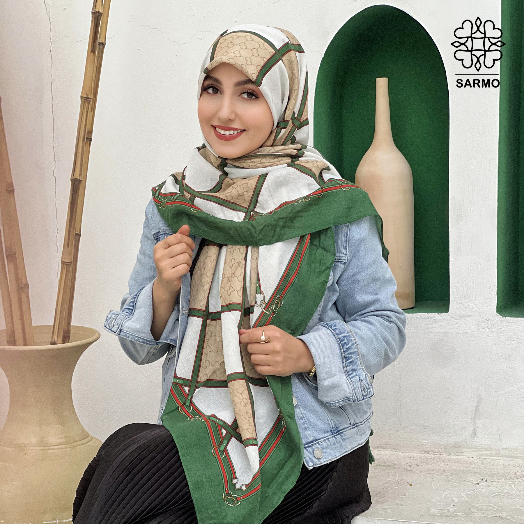 مشبک روسری نخ پنبه مشبک - Image 1