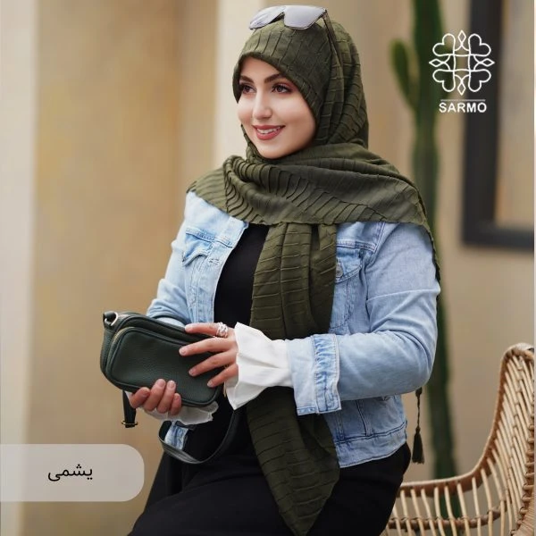 روسری نخی پلیسه پریا - تصویر 2
