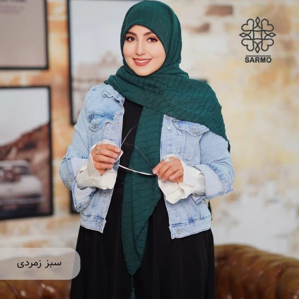 روسری نخی پلیسه پریا - تصویر 5