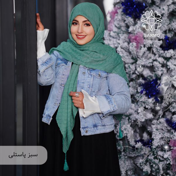 روسری نخی پلیسه پریا - تصویر 7