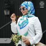 روسری ابریشم کجراه پیونی - Image 2