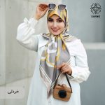 روسری ابریشم کجراه پیونی - Image 4