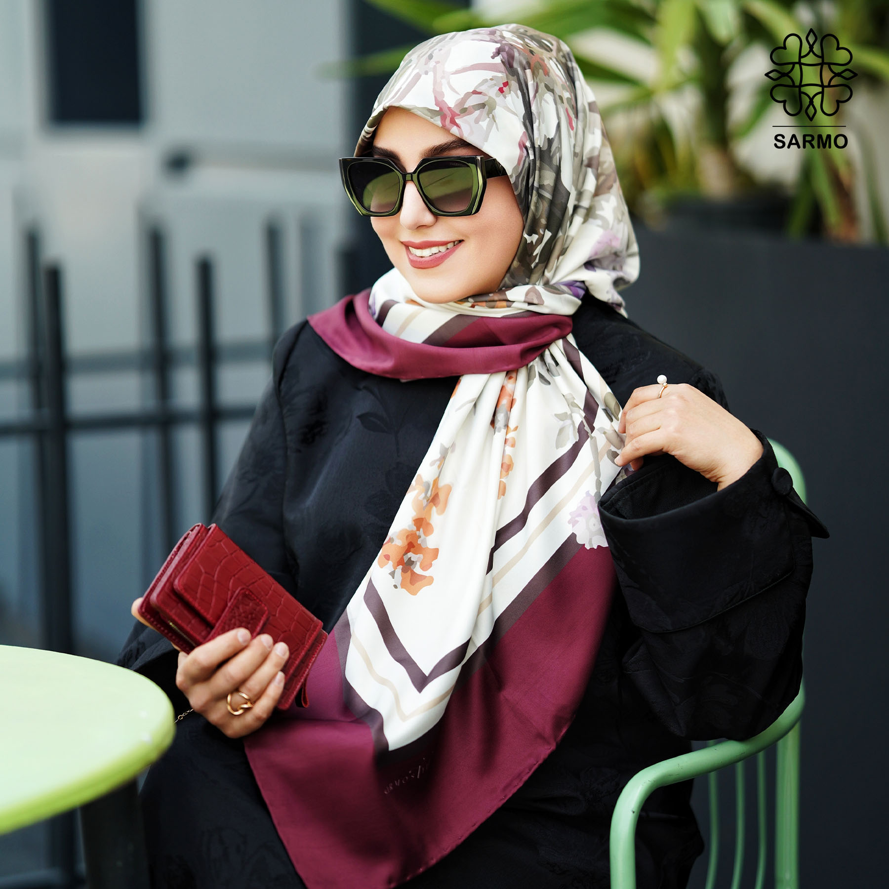 کاور ارغوان روسری ابریشم کجراه ارغوان - Image 1