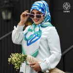 روسری ابریشم کجراه پیونی