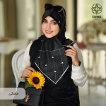 روسری ساتن ابریشم کجراه آفاق - Image 2