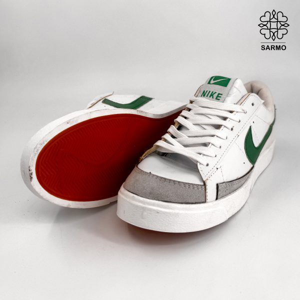 کفش کتونی زنانه نایک بلیزر ساق کوتاه سفید سبز – Nike Blazer Low White Green - تصویر 2