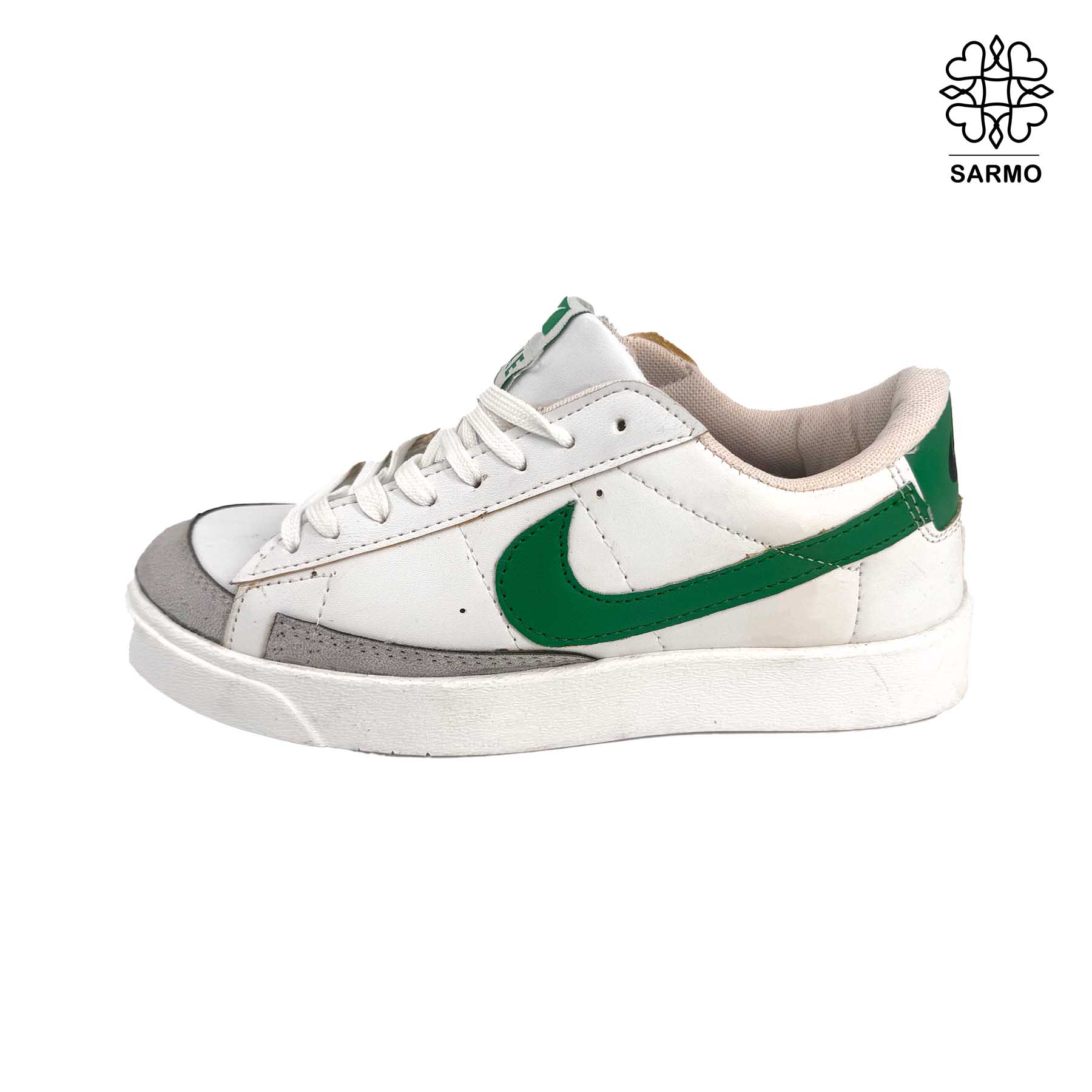 نایک بلیرز سفید سبز کفش کتونی زنانه نایک بلیزر ساق کوتاه سفید سبز – Nike Blazer Low White Green - Image 1