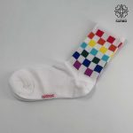 جوراب طرح شطرنج رنگی ساقدار - Image 3