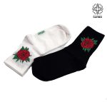 جوراب طرح گل رز سرخ