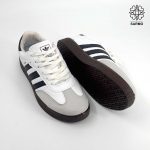 کفش کتونی زنانه آدیداس سامبا سفید مشکی قهوه ای - Image 3