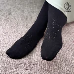 جوراب سه ربع میس لی ضخیم 120 - طرح برگ