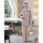تونیک شلوار صورتی نسکافه ای استایل z61 - Image 2