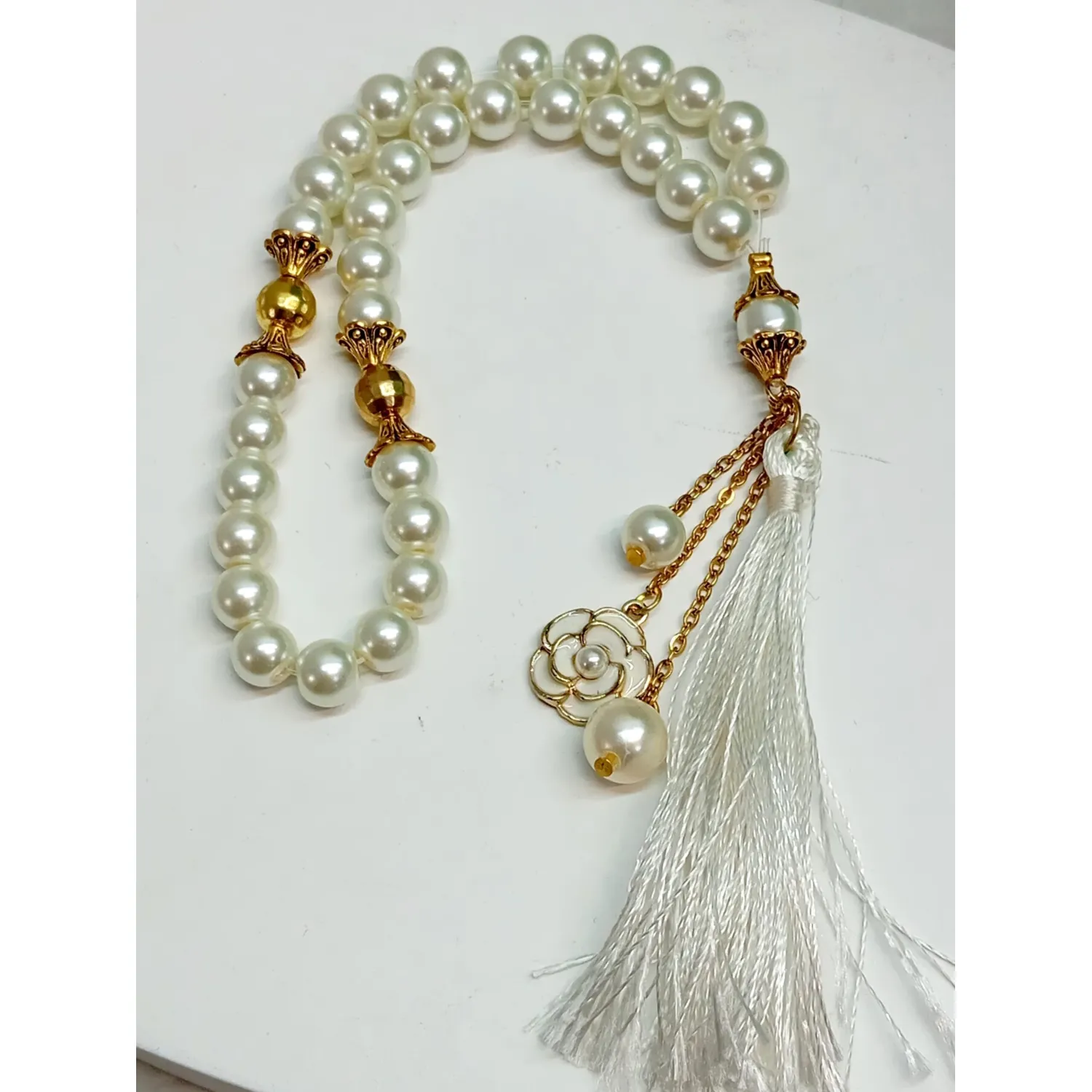 تسبیح-33-تایی-رز-مروارید-7133 تسبیح 33 تایی رز مروارید - Image 1