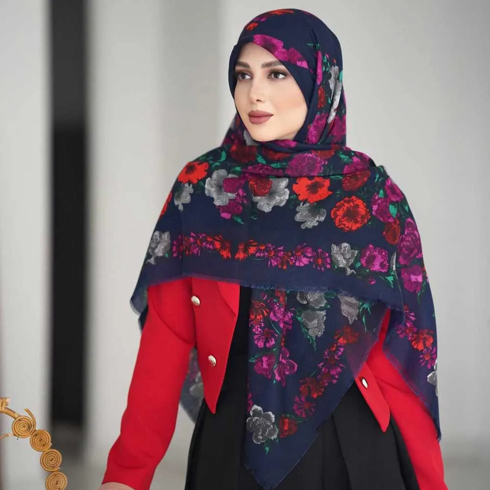 روسری-نخ-سیا-اسکارف-۱۰-چهره-7826 روسری نخ سیا اسکارف نرم چهره - Image 1