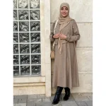 ست جلیقه و پیراهن خزان نسکافه ای - Image 3