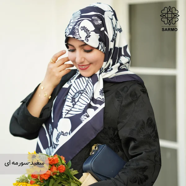 روسری ابریشم توییل گلباران اقتصادی - تصویر 8