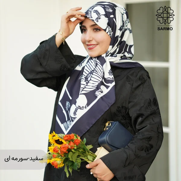 روسری ابریشم توییل گلباران اقتصادی - تصویر 7