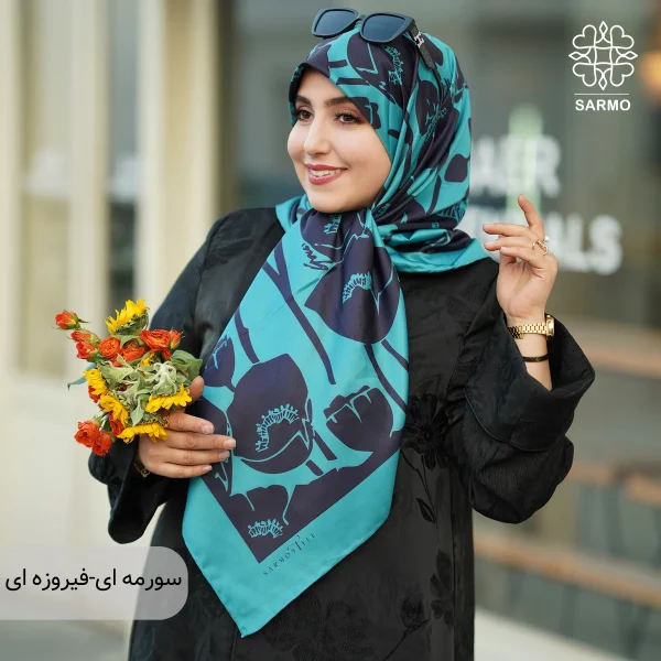 روسری ابریشم توییل گلباران اقتصادی - تصویر 2
