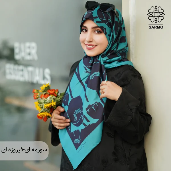 روسری ابریشم توییل گلباران اقتصادی - تصویر 3