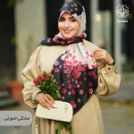 روسری ابریشم توییل شکوفه - Image 15