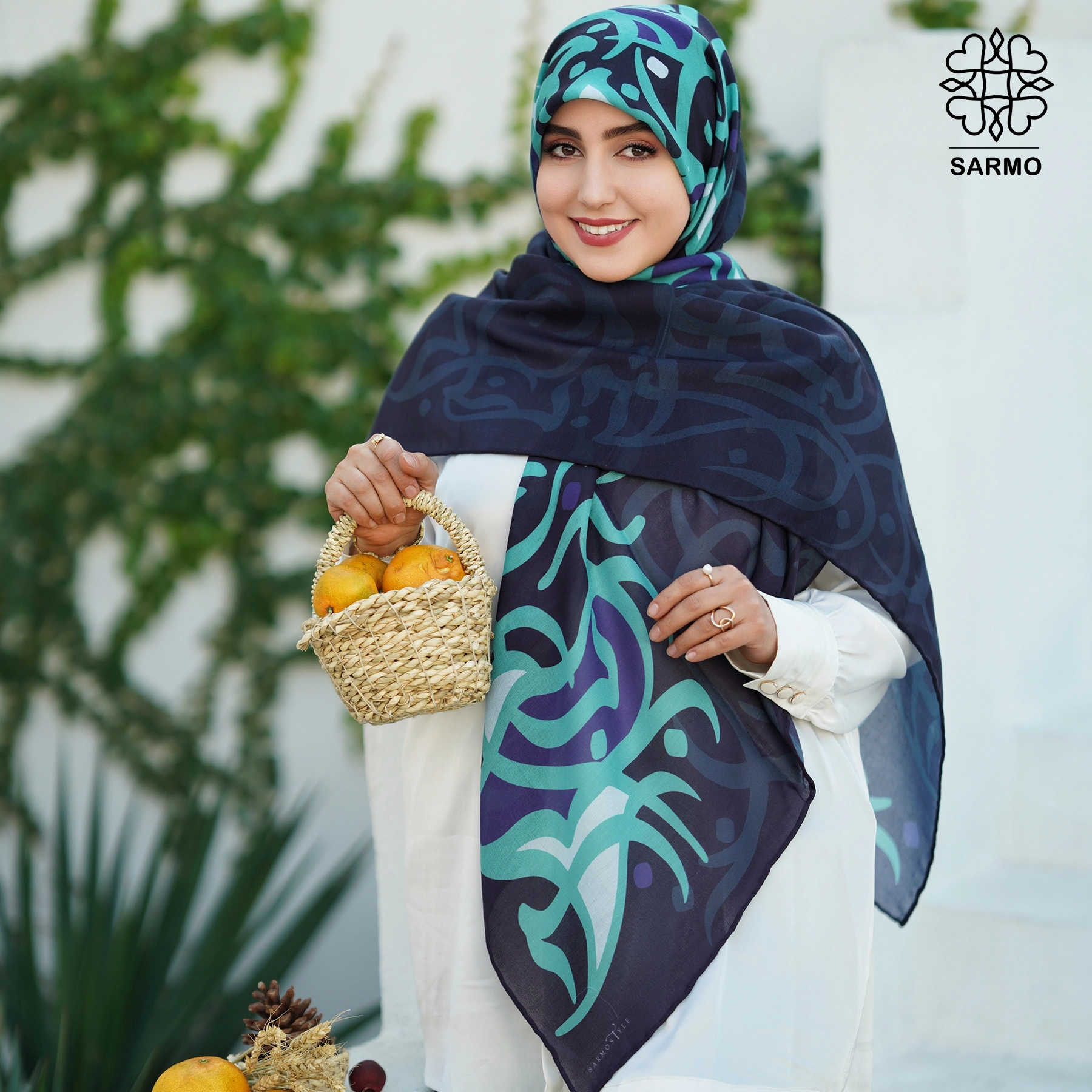 نقشینه کاور روسری نخ پنبه نقشینه - Image 1