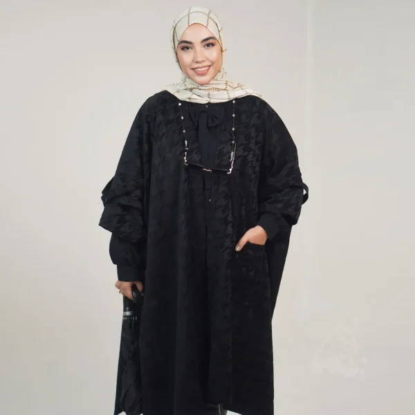 پانچو پناه مخمل شانل ترک - تصویر 3