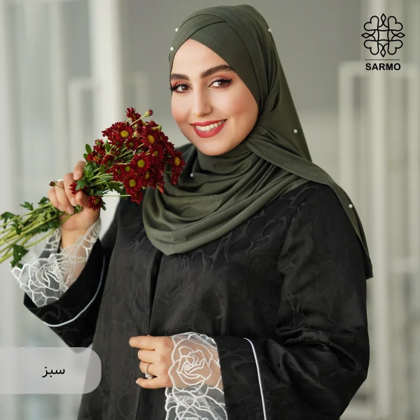 شال کویتی کشی با مروارید سفید - Image 15