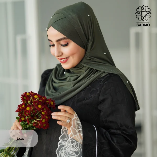 شال کویتی کشی با مروارید سفید - Image 14