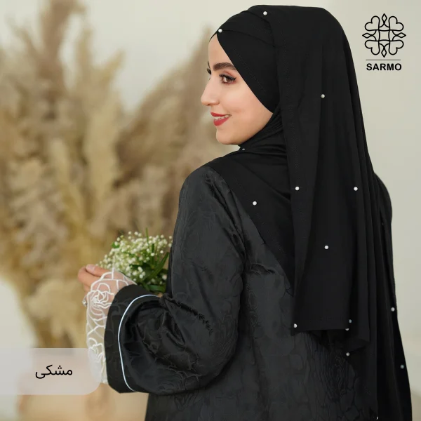 شال کویتی کشی با مروارید سفید - Image 8
