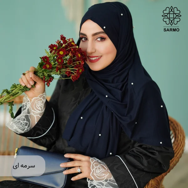 شال کویتی کشی با مروارید سفید - Image 6