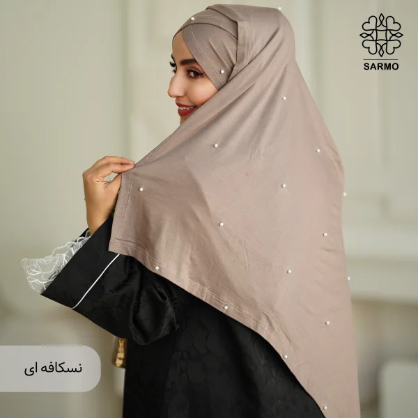 شال کویتی کشی با مروارید سفید - Image 5