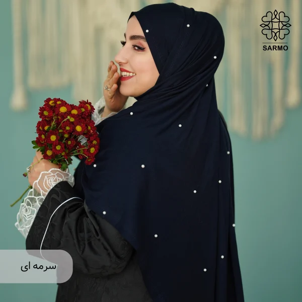 شال کویتی کشی با مروارید سفید - Image 7