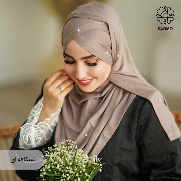 شال کویتی کشی با مروارید سفید - Image 3