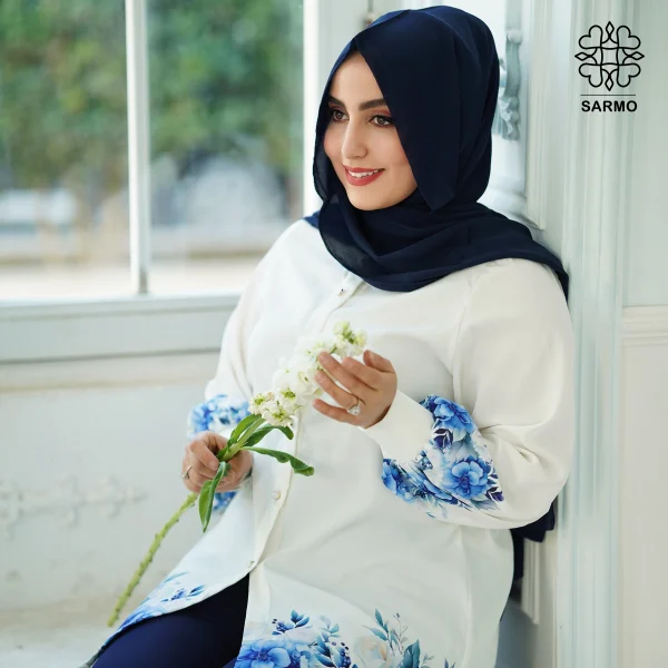 شومیز الیزه بهاران آبی - تصویر 3