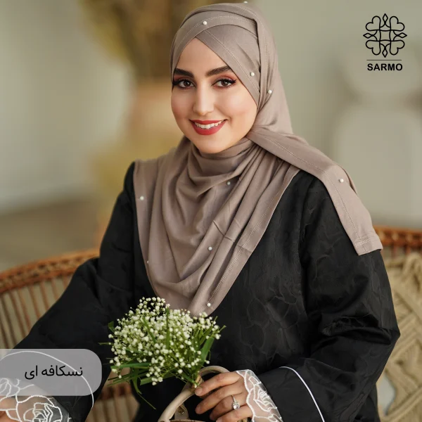 شال کویتی کشی با مروارید سفید - Image 2