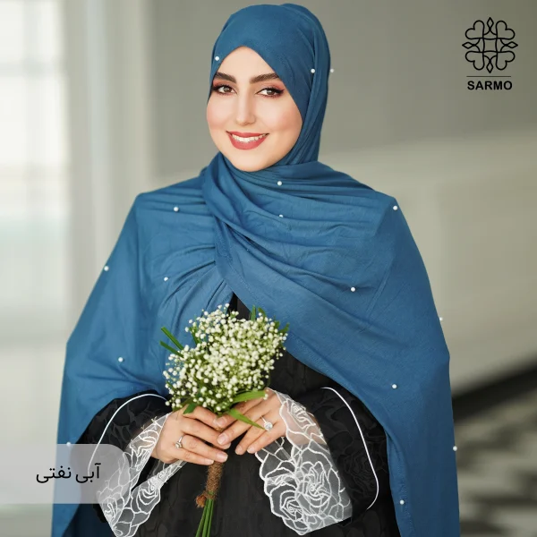شال کویتی کشی با مروارید سفید - Image 10
