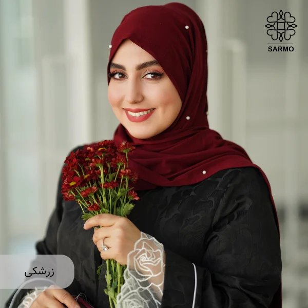 شال کویتی کشی با مروارید سفید - Image 13