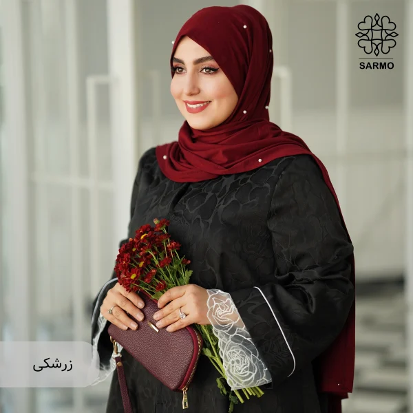 شال کویتی کشی با مروارید سفید - Image 12