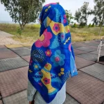 روسری نخی قواره متوسط (قواره 110) جوجه کاربنی