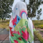 روسری نخی قواره متوسط (قواره 110) داستانی سبز