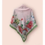 روسری نخی قواره متوسط (قواره 110) قورباغه کوچولو حاشیه دار