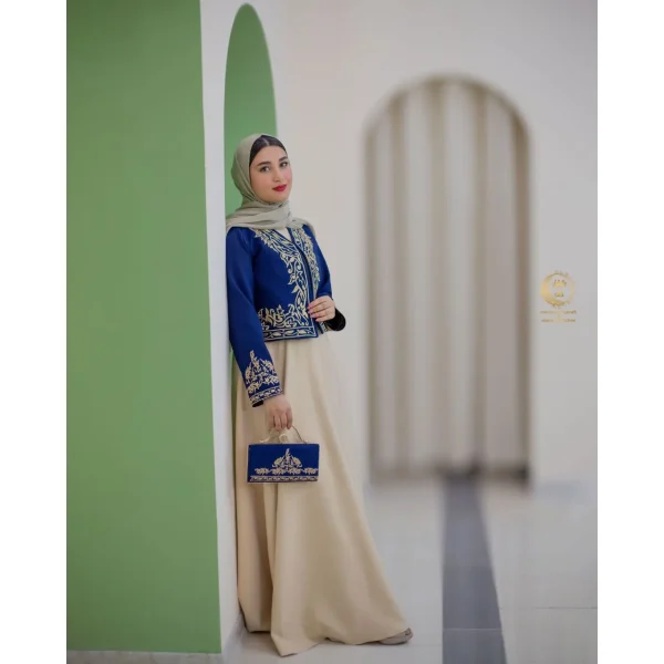 کت و سارافون کرپ باربی ستیا گلدوزی - تصویر 5