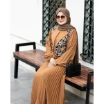 ست پیراهن و جلیقه گلبرگ شتری - Image 5