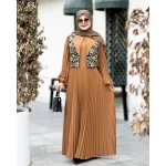 ست پیراهن و جلیقه گلبرگ شتری - Image 6